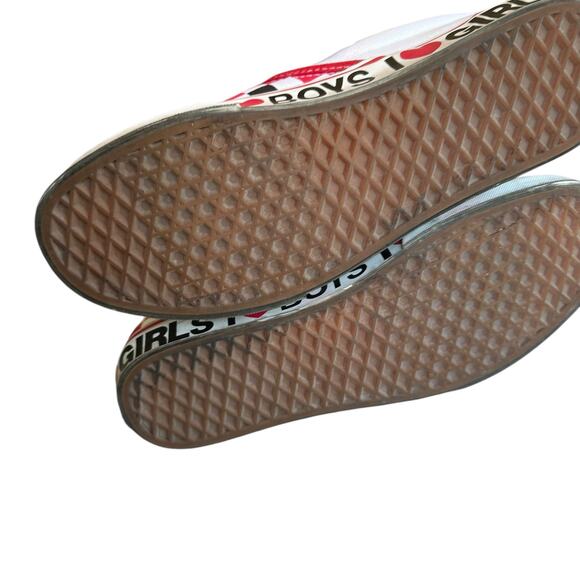 Vans Slip Ons Size Womens 11 Mens 9.5 Red White Black Checkered - Picture 5 of 9